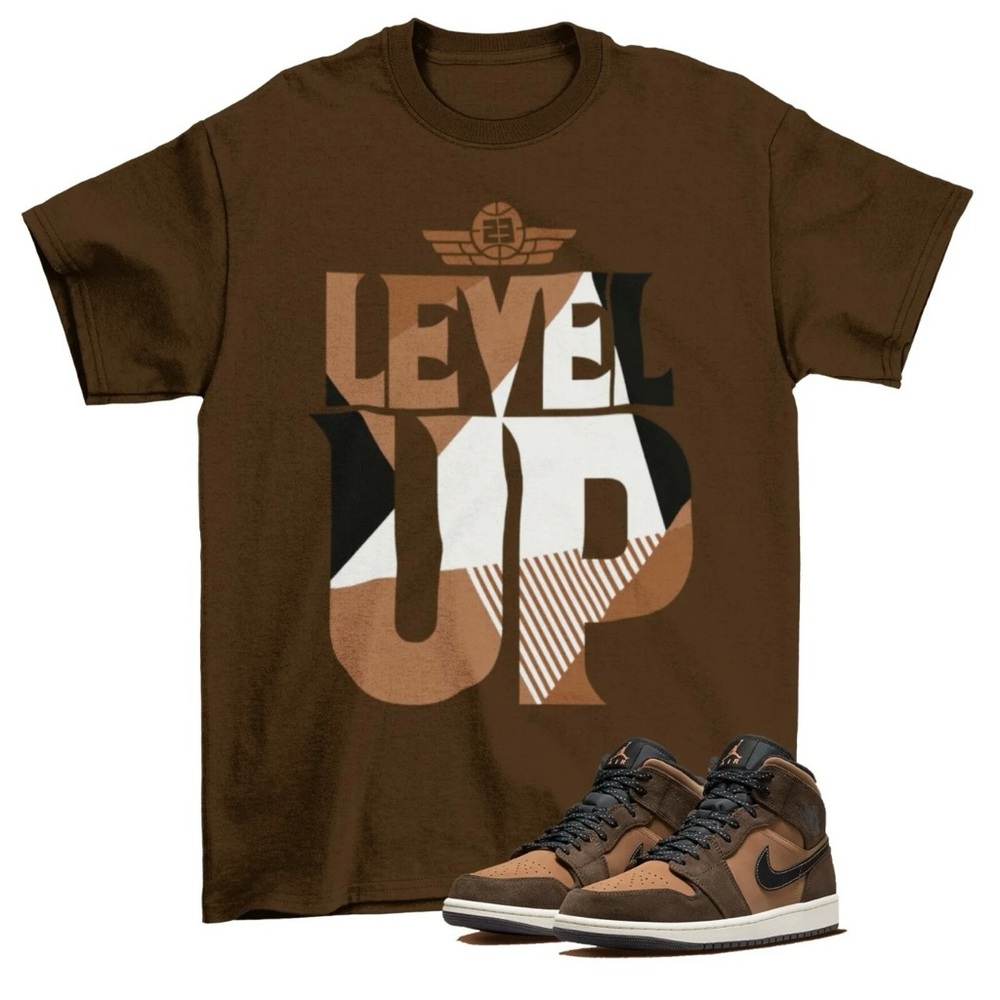 Gildan Level Up Graphic T-Shirt 3XL Brown Jordan 1 Dark Chocolate Match Tee